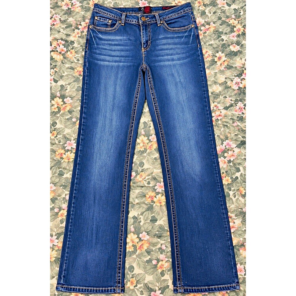 Earl Jeans Women’s 28x29 Bootcut Embellished Rhinestone Paisley Dark Wash Denim